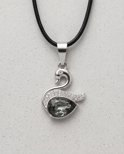 Silver Smoky Quartz Swan Pendant Necklace