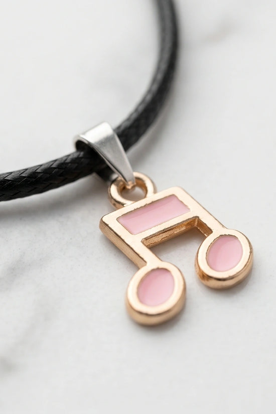 Rose Gold Pink Sixteenth Note Necklace