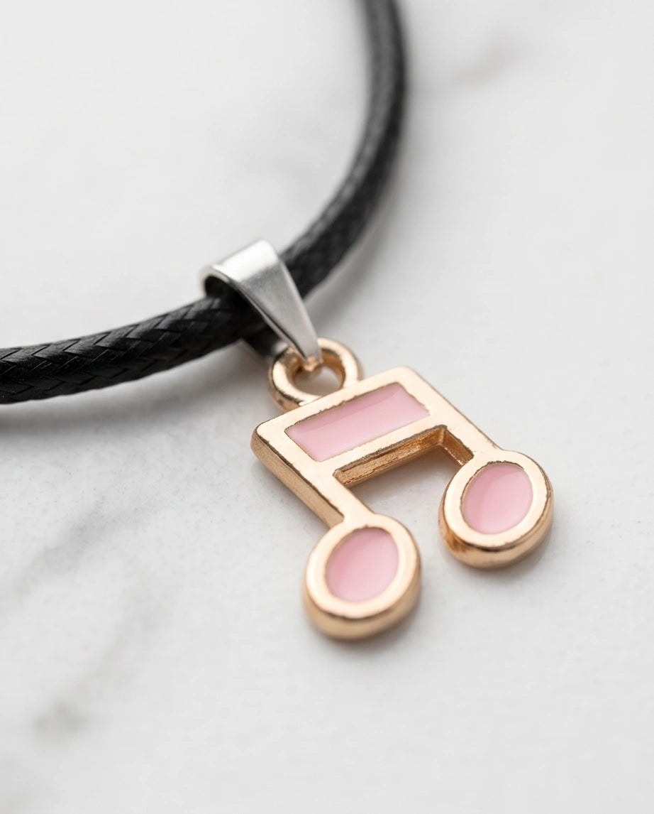 Rose Gold Pink Sixteenth Note Necklace