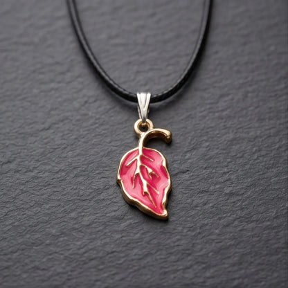 Gold and Pink Leaf Pendant Necklace
