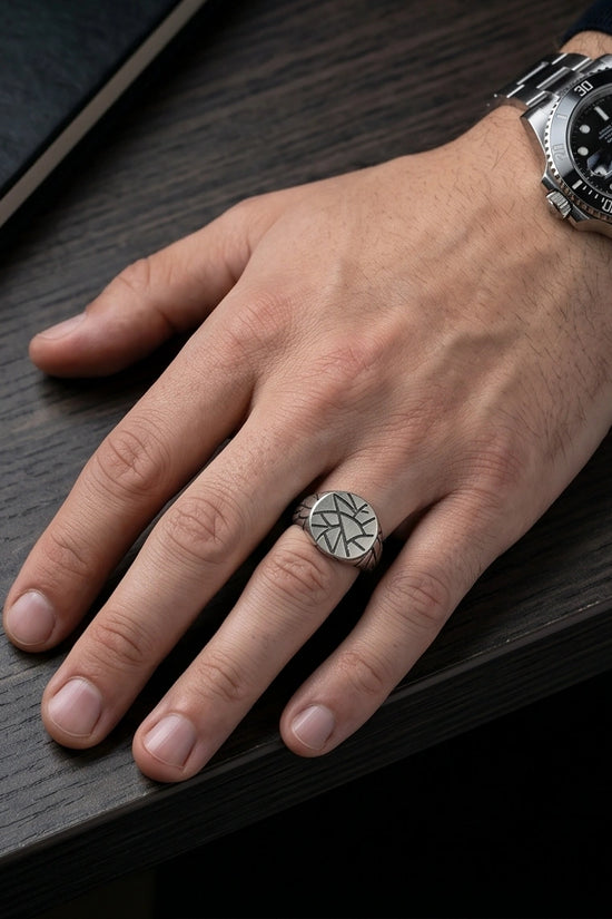 Sterling Silver Abstract Geometric Signet Ring