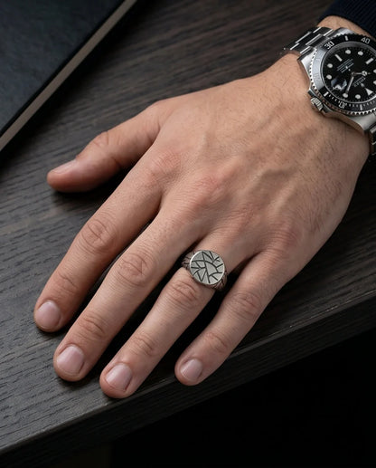 Sterling Silver Abstract Geometric Signet Ring