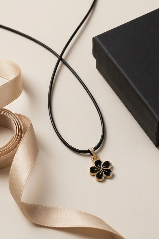 Gold and Black Cherry Blossom Necklace