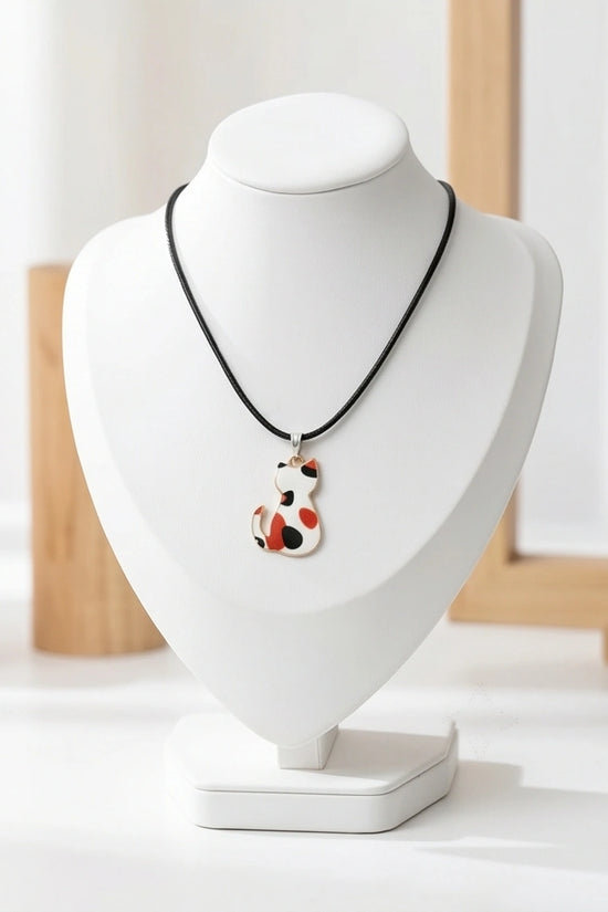 Artistic Calico Cat Silhouette Pendant Necklace