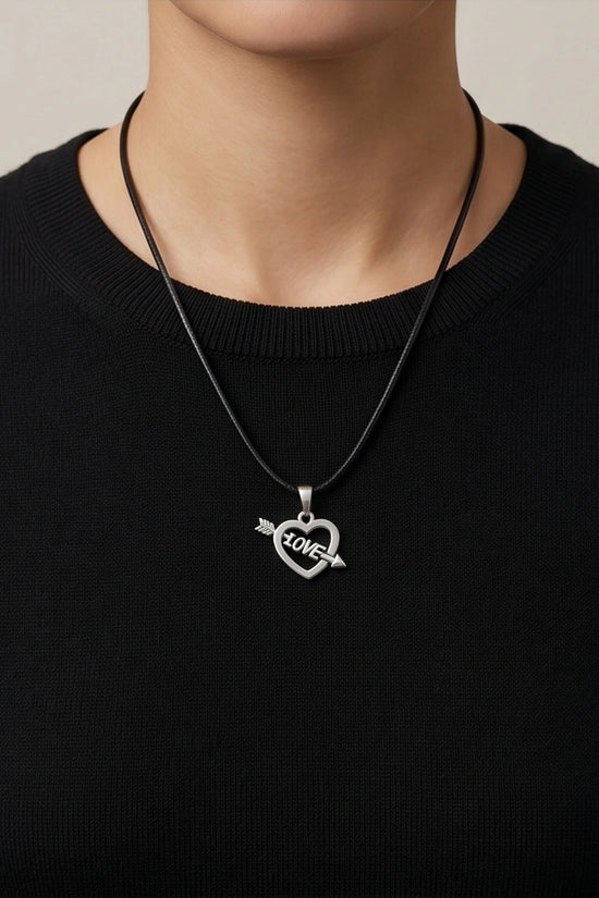 The Pierced Heart: Minimalist "LOVE" Arrow Pendant Necklace