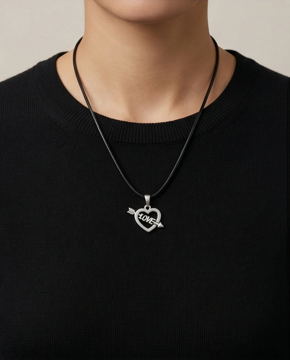 The Pierced Heart: Minimalist "LOVE" Arrow Pendant Necklace