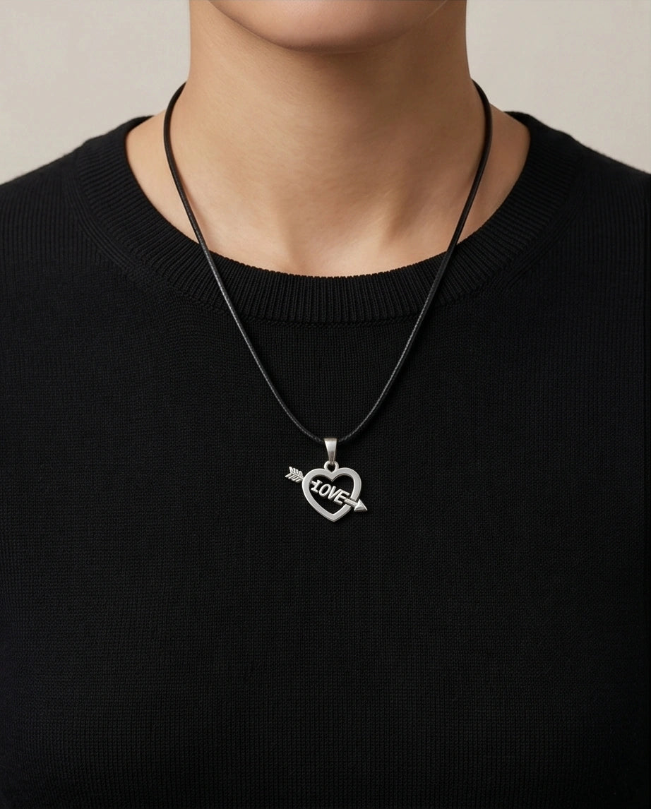 The Pierced Heart: Minimalist "LOVE" Arrow Pendant Necklace