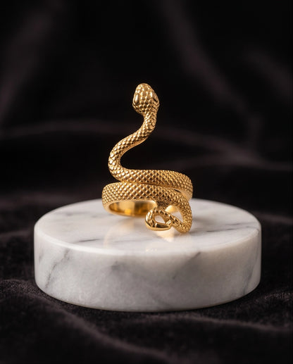 Gold Textured Serpent Wrap Ring