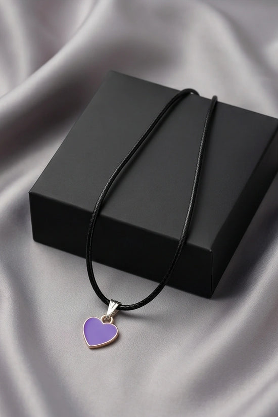 Minimalist Purple Heart Enamel Pendant Necklace