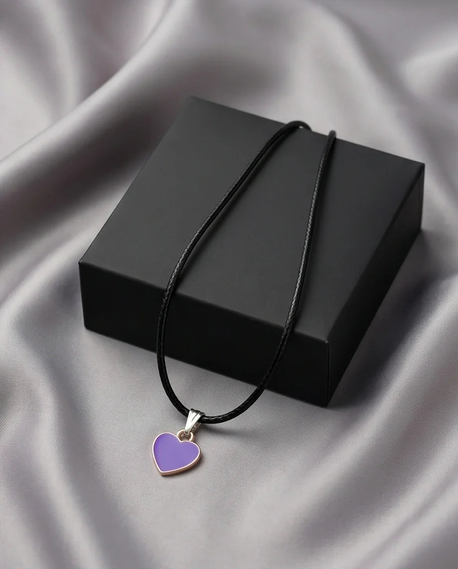 Minimalist Purple Heart Enamel Pendant Necklace