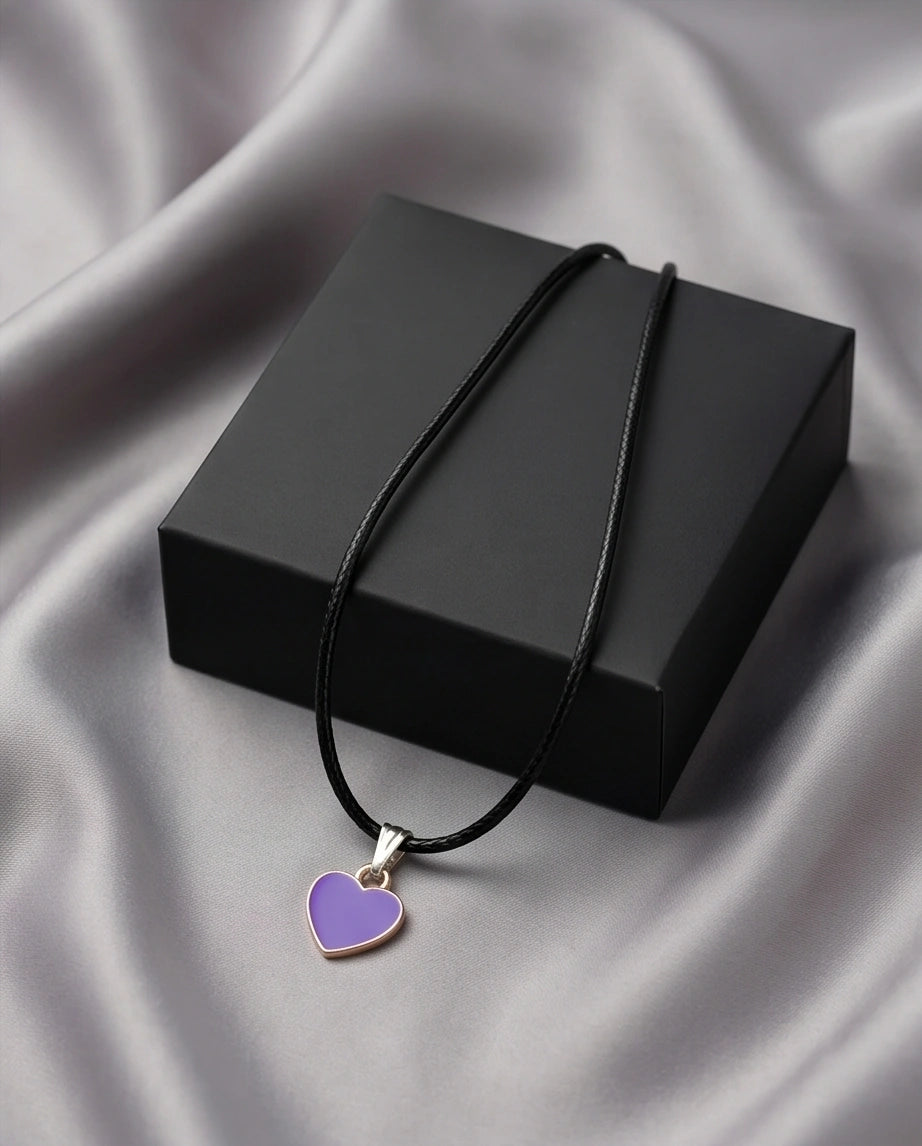 Minimalist Purple Heart Enamel Pendant Necklace