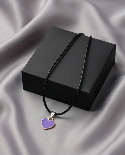 Minimalist Purple Heart Enamel Pendant Necklace