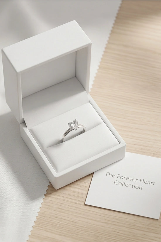 Sterling Silver Heart-Cut Moissanite Solitaire Ring