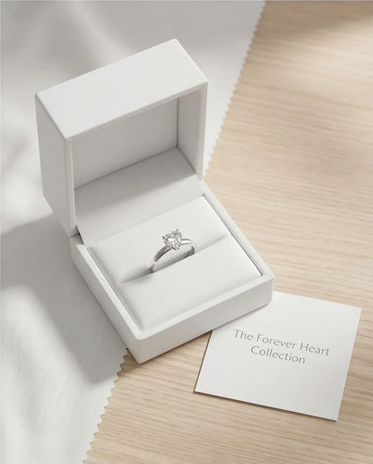 Sterling Silver Heart-Cut Moissanite Solitaire Ring