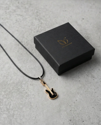 Gold and Black Electric Guitar Necklace
