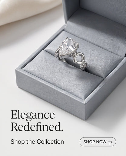 Clear Gemstone Prong-Set Teardrop Loop Silver Ring
