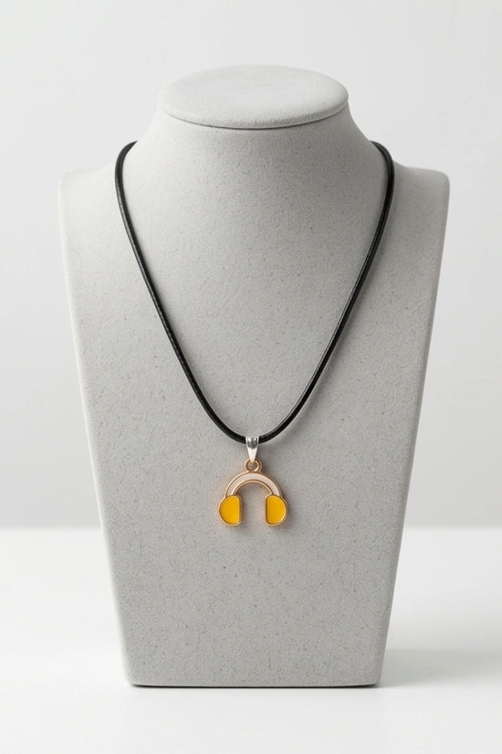 Gold and Yellow Headphones Necklace