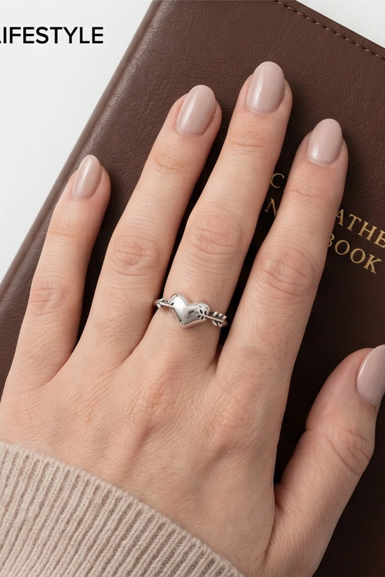 Sterling Silver Cupid's Arrow Heart Ring