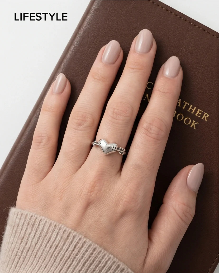 Sterling Silver Cupid's Arrow Heart Ring