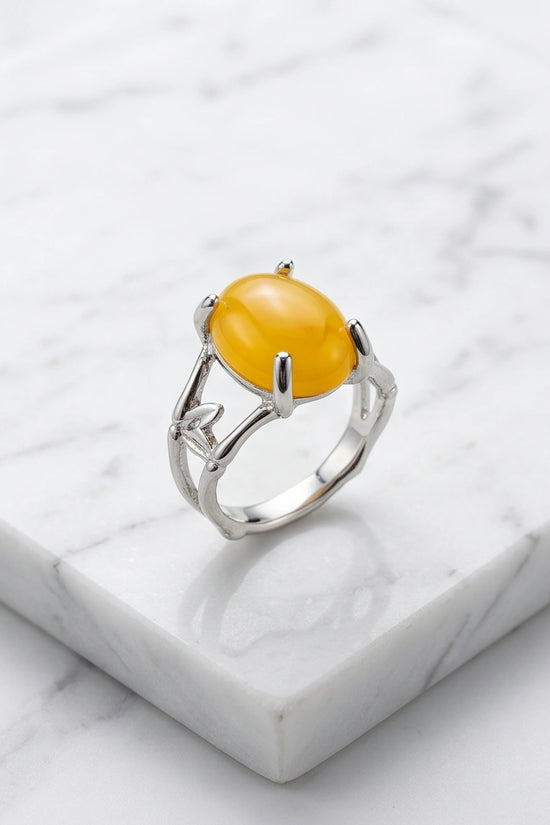 Golden Honey Leaf Statement Ring