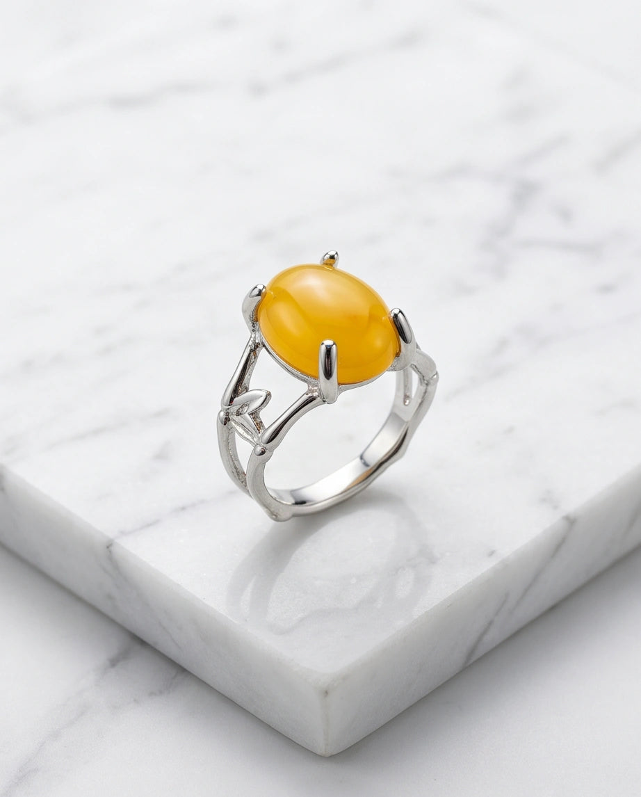 Golden Honey Leaf Statement Ring