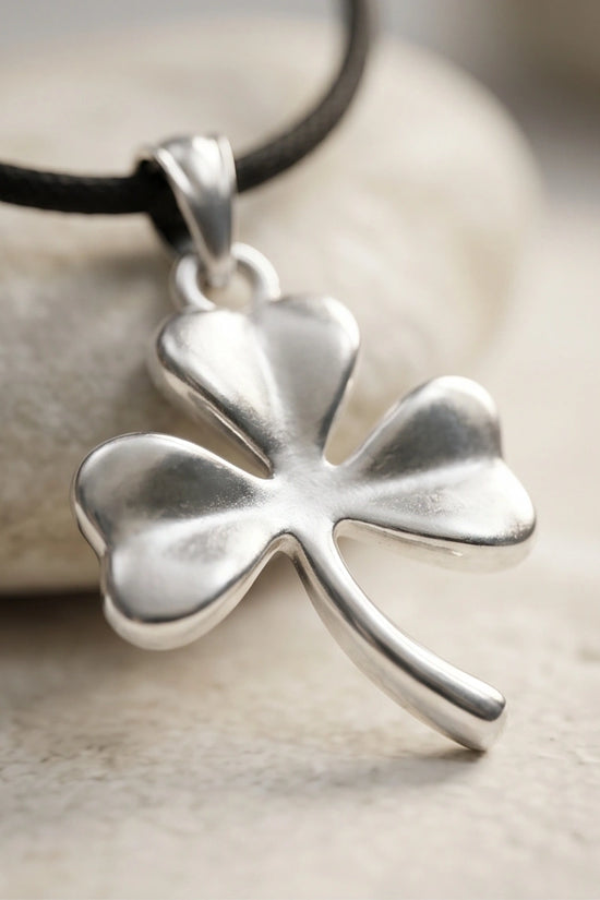 Silver Three-Leaf Shamrock Pendant Necklace