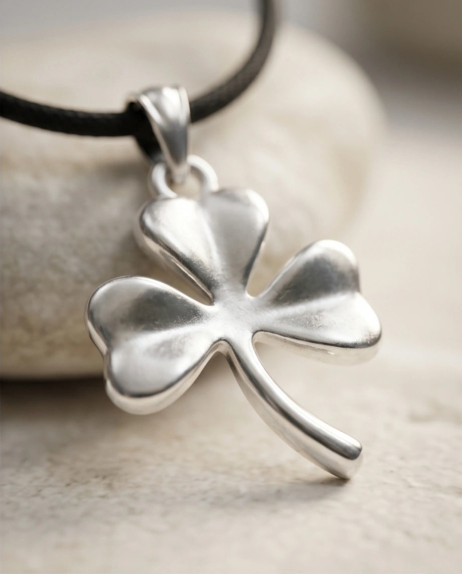 Silver Three-Leaf Shamrock Pendant Necklace