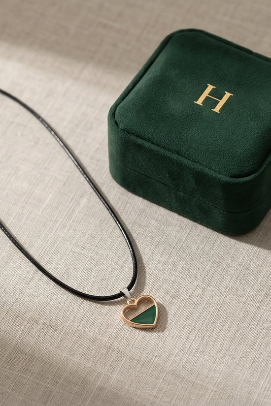 Gold and Green Geometric Heart Necklace