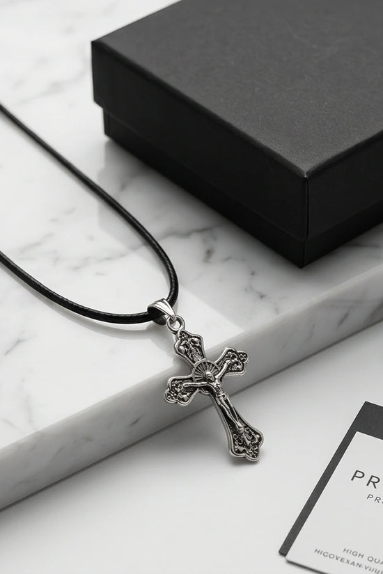 Silver Vintage Crucifix Cross Necklace