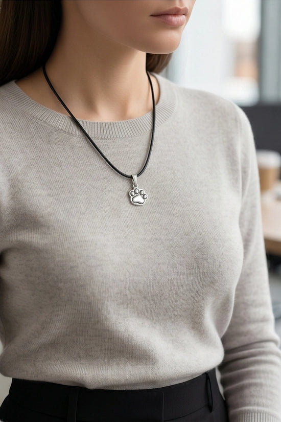 Silver Animal Paw Print Necklace
