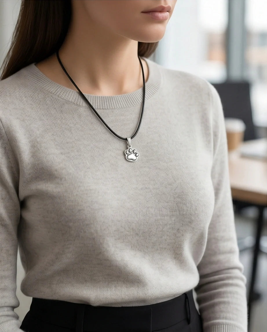 Silver Animal Paw Print Necklace