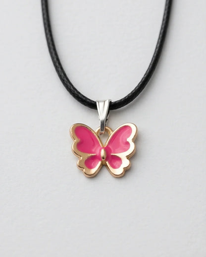 Gold and Pink Butterfly Necklace