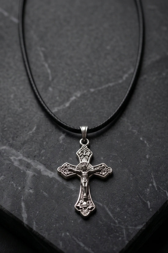 Silver Vintage Crucifix Cross Necklace