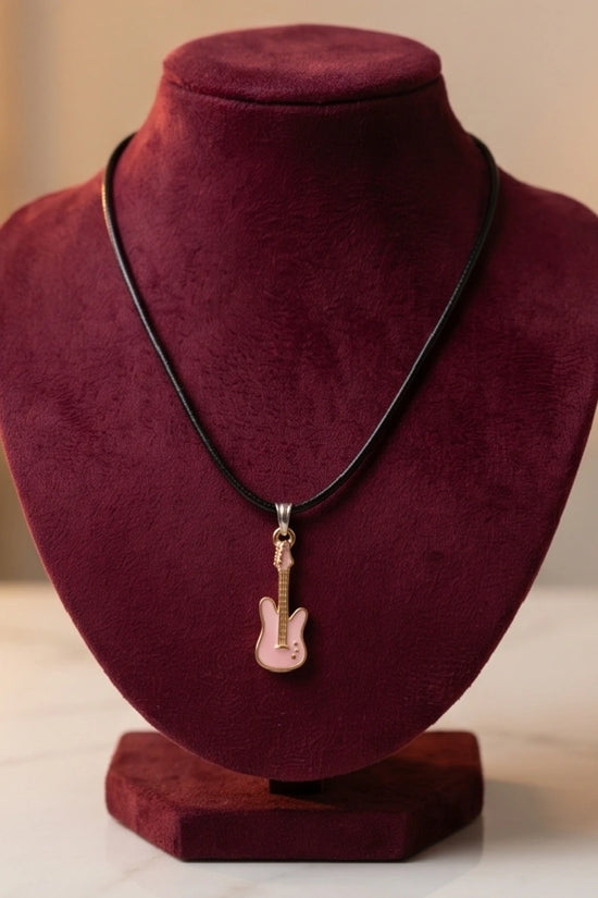 Gold and Pink Electric Guitar Necklace