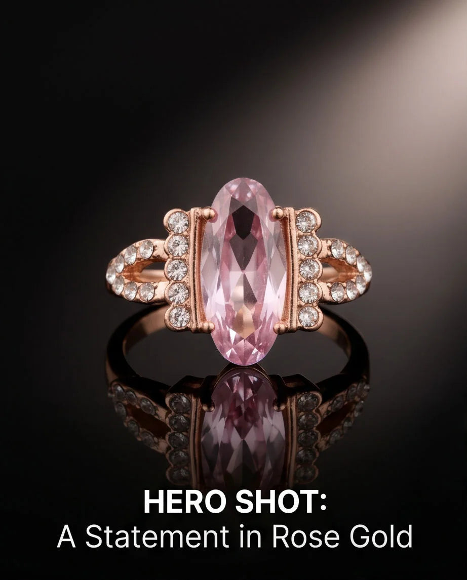 Rose Gold Marquise Pink Topaz Vintage Ring