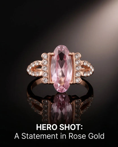 Rose Gold Marquise Pink Topaz Vintage Ring
