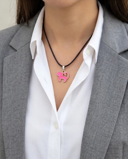 Gold and Pink Cat Pendant Necklace