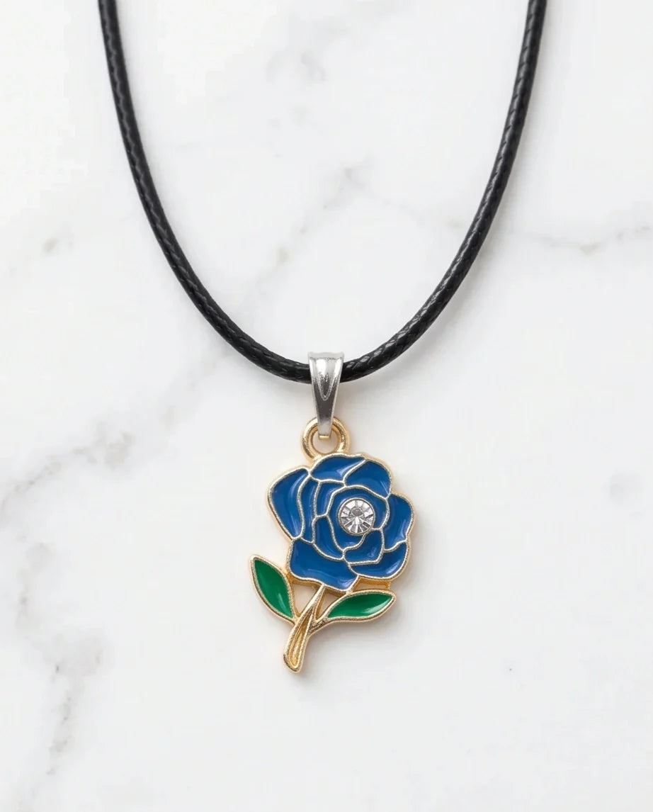 Royal Blue Enchanted Rose Pendant