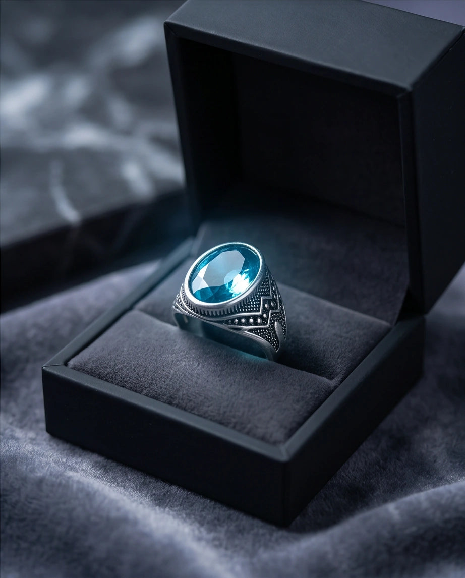 Imperial Teal Tourmaline Signet Ring