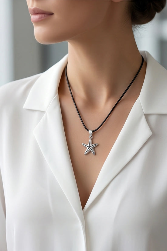 Silver Starfish Pendant Necklace
