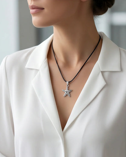 Silver Starfish Pendant Necklace