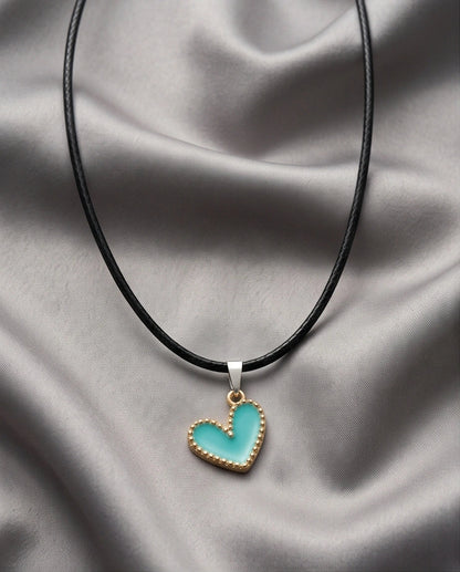Gold and Turquoise Beaded Heart Necklace