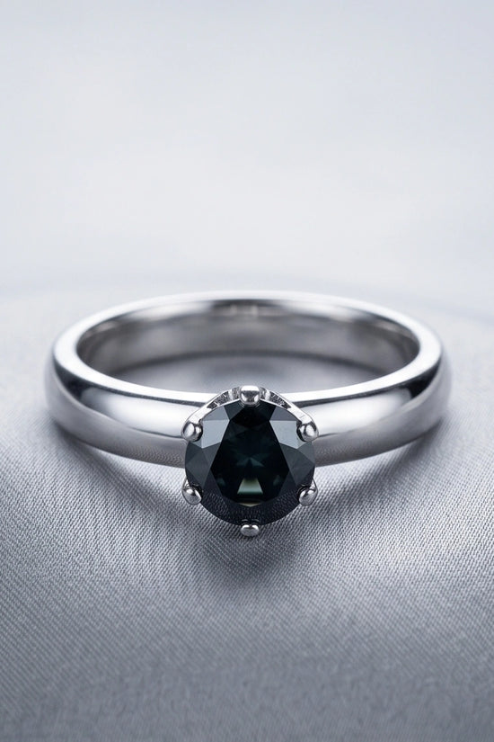 Sterling Silver Black Diamond Solitaire Ring