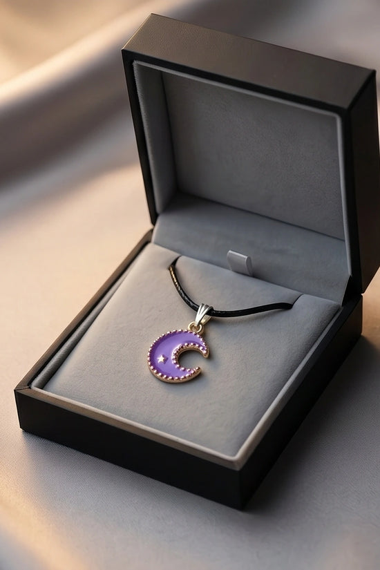 Celestial Purple Crescent Moon Pendant