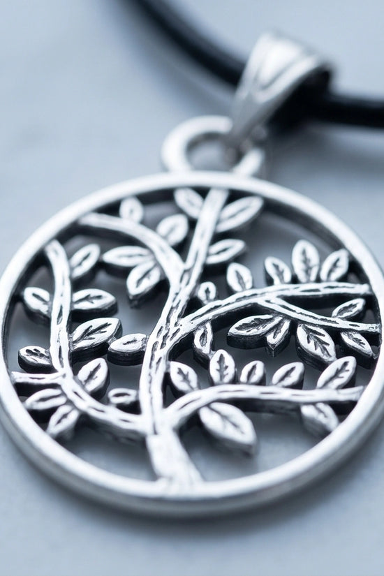 The Eternal Roots: Matte Silver Tree of Life Medallion Necklace