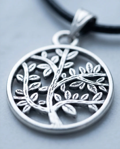 The Eternal Roots: Matte Silver Tree of Life Medallion Necklace