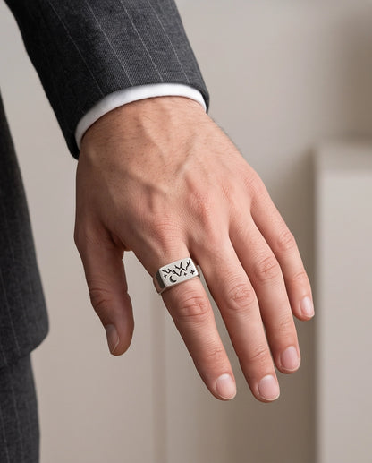 Celestial Mountain & Moon Signet Ring