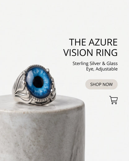 Sapphire Blue Evil Eye Cabochon Prong-Set Silver Ring