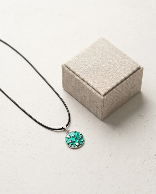 Teal Constellation Galaxy Pendant