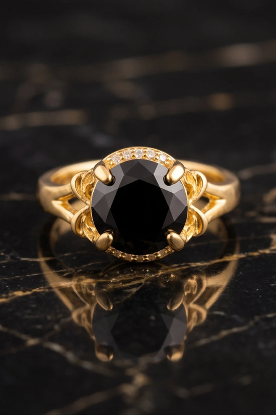 Golden Obsidian Solis Filigree Ring